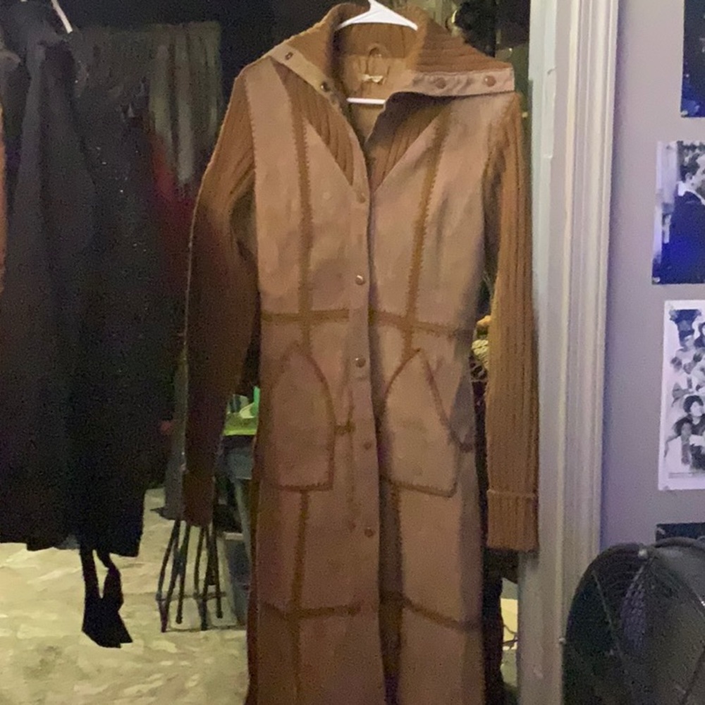 Suede light brown full length jacket
